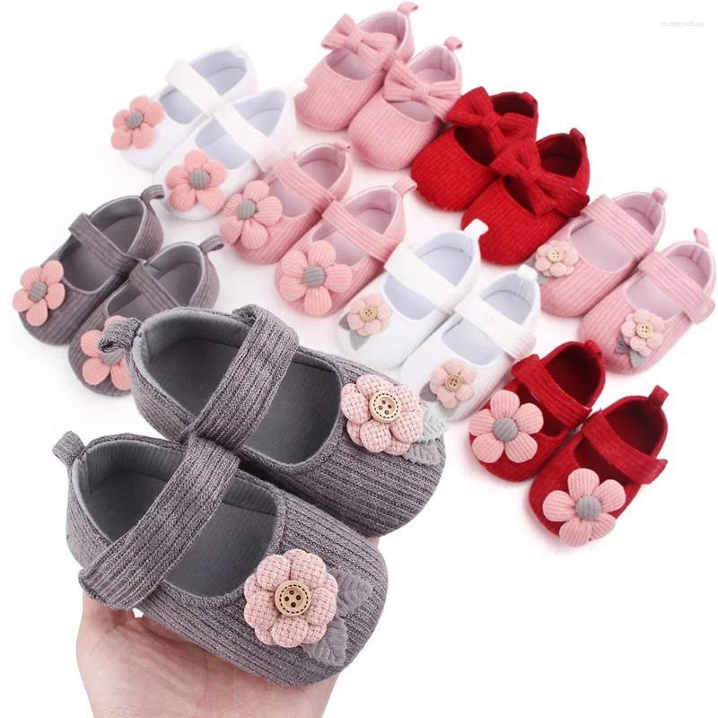 Первые ходунки, весенне-осенняя детская прогулочная обувь с цветочным рисунком принцессы, на мягкой подошве, противоскользящая, для детей 0–6–12 месяцев, милые девочки