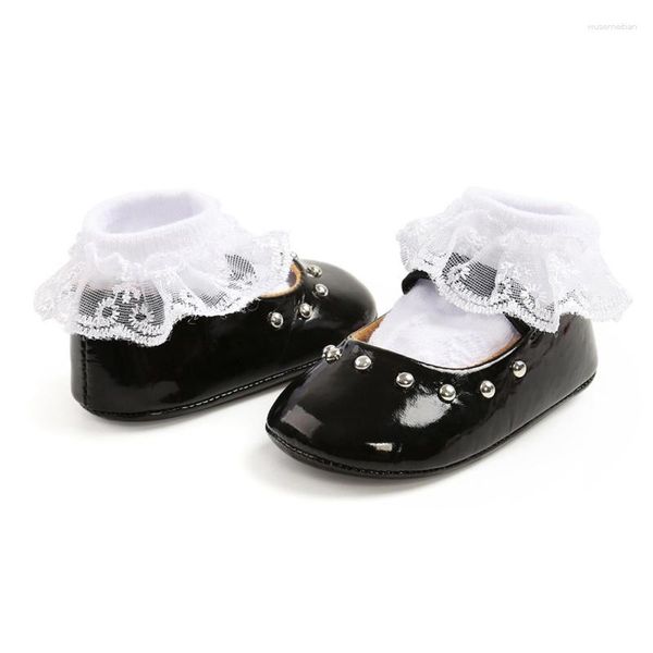 Premiers marcheurs printemps-automne chaussures de berceau 2 pièces/ensemble bébé fille douce princesse à semelles souples bambin filles chaussettes infantile ToddlerSets pour 0-18M