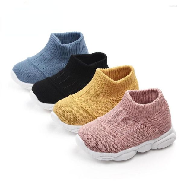 Baskets de printemps pour bébés enfants, chaussures plates confortables en tricot, respirantes, maille d'air, couleur unie, garçons et filles