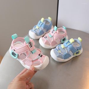 Premiers marcheurs été bébé sandales fond souple maille respirant léger pantoufles enfant en bas âge chaussures fille rose garçon 0-3 ans