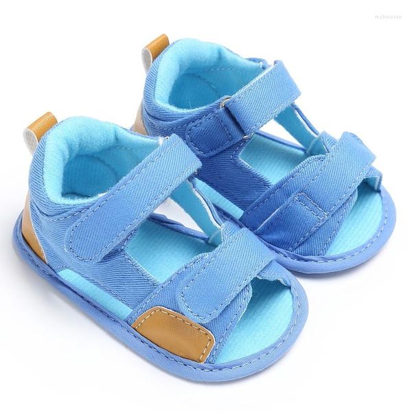Zapatos de lona informales antideslizantes con agujeros de Color de empalme para bebés y niños transpirables de verano para primeros caminantes
