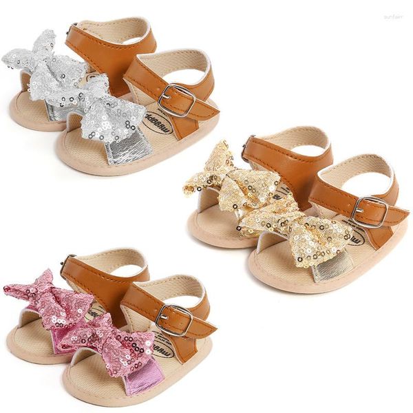 Zuecos de verano para primeros caminantes de 0 a 18 meses, sandalias con lazo de princesa para bebés recién nacidos, zapatos de cuna suaves para niños pequeños