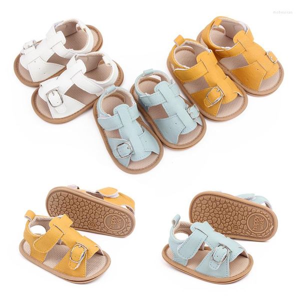 Primeros caminantes Zapatos de cuna de verano Unisex Cuero Bebé Caucho para niñas Niño Sandalia Moda 2023 Niño Suela suave Walker Nacido 0-12M