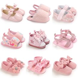 Premiers marcheurs été mode né rose bébé chaussures fond en tissu antidérapant pour les filles élégant respirant loisirs marche 221124