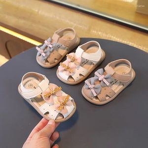 Eerste wandelaars zomer peuter meisjes sandalen mode dubbele strik kinderen prinses jurk platte neus bedekte strand kinderen causale schoenen