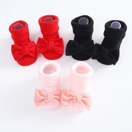Eerste Walkers Toddler Baby Girls Socks Shoes Born Floor Bowknot Infant Foot Prewalker Boots 0-12 maanden