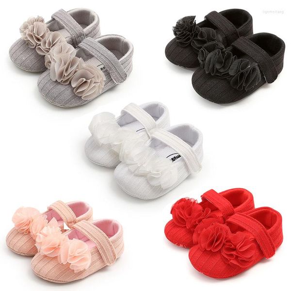 Premiers marcheurs enfant en bas âge né bébé fille chaussures confort coton mignon fleur robe léger infantile marcheur princesse ramper berceau mocassins