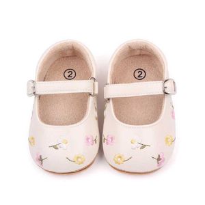 Eerste wandelaars trigren baby casual schoenen baby schoenen niet slip rubber zachte zool platte pu first walker pasgeboren boogdecoratie mary jane flat d240525