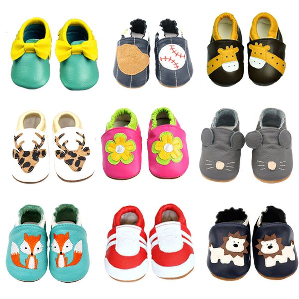 Primeros caminantes Zapatos infantiles unisex Zapato para bebés pequeños Nacido Bebé Suela blanda Fondo de cuero de vaca Antideslizante Niños Niñas Primeros caminantes de animales 0-24 meses 230313