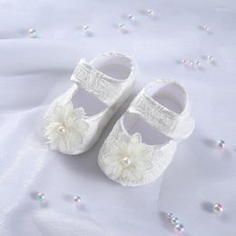 Premiers marcheurs blanc dentelle fleur bébé chaussures mignon arc baptême né baptême chaussure été filles princesse Walker infantile baskets