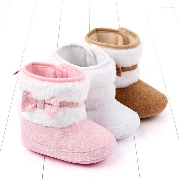 Premiers marcheurs en gros hiver coton chaussures haut-haut bébé fille lacets arc 0-1 ans 2152