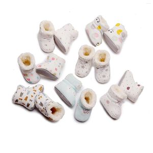 First Walkers Winter Baby's katoenen met katoen-peded laarzen Dikke kasjmier zachte zool peuter voet sokken prewalkers schoenen