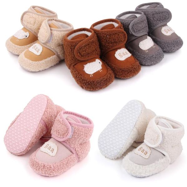 Primeros caminantes Botas interiores de algodón para bebés de invierno para niños y niñas Zapatos para niños pequeños Botines de piel de cordero cálidos