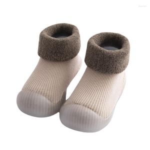 Premiers marcheurs hiver bébé chaussettes de sol épaissi chaud laine d'agneau neige enfants nés accessoires chaussures à semelles souples enfant en bas âge unisexe