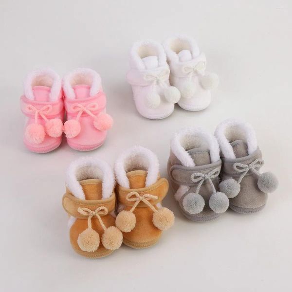 Chaussures d'hiver pour bébés de 0 à 12 mois, semelle souple, antidérapantes, en velours, en coton épais, pour enfants en bas âge