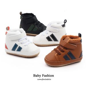 Premiers Marcheurs Hiver En Peluche Épais Bébé Bottes Rayé Sports Neige Antidérapant Semelle En Caoutchouc né Toddler Berceau Chaussures 221117