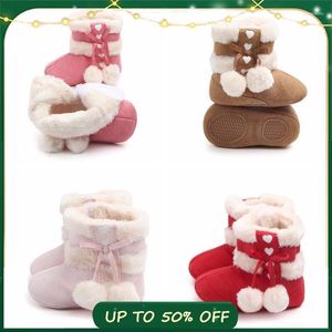 Premiers marcheurs hiver neige bébé chaussons chaud infantile coton doux semelle en caoutchouc né enfant en bas âge princesse berceau chaussures filles 0-12M