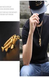 Fish Bone Fishing Hook Pendants Colliers Punk Style Men Link Chain Link 4 Color Personnalité Bijoux Fashion Gift6251482