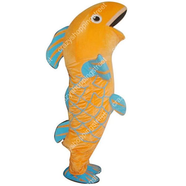 Costume de mascotte de carpe de poisson, tenue de personnage de dessin animé, robe de soirée fantaisie d'halloween et de noël, taille adulte, tenue d'extérieur d'anniversaire