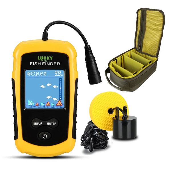 Fish Finder 100M Sonar Portable LCD détecteurs de poissons outils de pêche sondeur écho détecteur de pêche avec crochets de leurre de pêche sur glace et sac de moulinet de pêche 231012