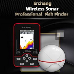 Fishfinder 4.3inch Oplaadbare Draadloze Sonar Fishfinder 60M Waterdiepte Luchtdruk Detectie Visdetector Dieptezoeker 8 stks LED's HKD230703