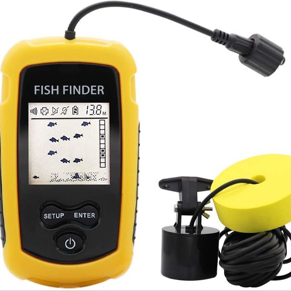 Fish Finder Alarm 100M Portable Sonar Finders 45 degrés Couverture Écho Sondeur Transducteur Lac Mer Pêche 230803