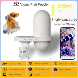 Buscador de peces Alimentador automático del tanque de peces Temporización visual inteligente Alimentación Acuario Goldfish Remoto Alimentador de gran capacidad Accesorios para acuarios HKD230703