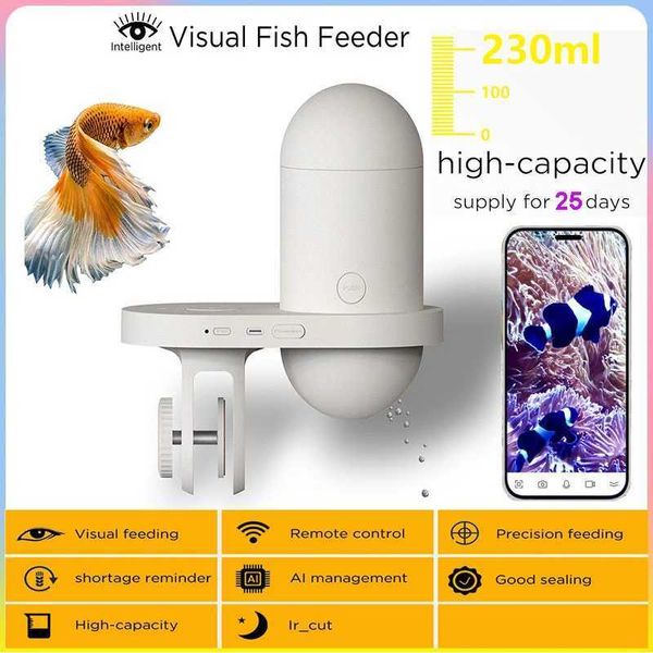 Fish Finder Distributeur automatique de réservoir de poissons Synchronisation visuelle intelligente Alimentation Aquarium Goldfish Remote Grande capacité Feeder Aquarium Accessoires HKD230703