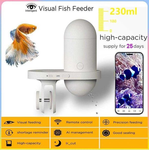 Fish Finder Distributeur automatique de réservoir de poissons avec caméra Aquarium Fish Tank Feeder Timing Quantitative Visual Intelligent Feeder HKD230703