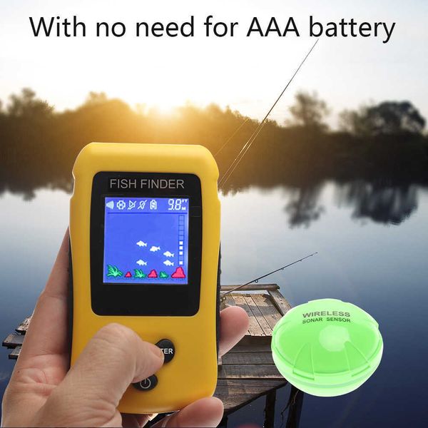 Buscador de peces ¡Envío gratis! Marca nueva KDR colorido buscador de peces inalámbrico Sensor de sonda transductor profundidad ecosonda batería recargada HKD230703