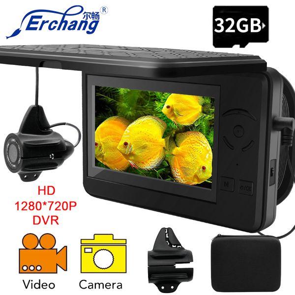 Détecteur de poisson Erchang F431 DVR, caméra vidéo sous-marine de pêche, Full HD 1280720P, 15m, Led infrarouge pour la glace d'hiver 230825