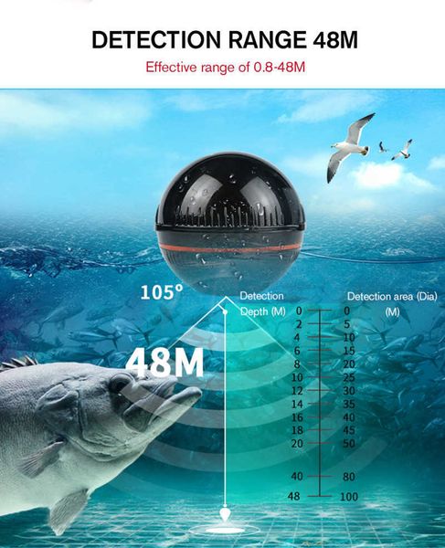 Buscador de peces Erchang Buscador de peces inalámbrico Bluetooth Sonda inteligente Detector de peces Visibilidad submarina Artefacto de pesca de alta definición HKD230703