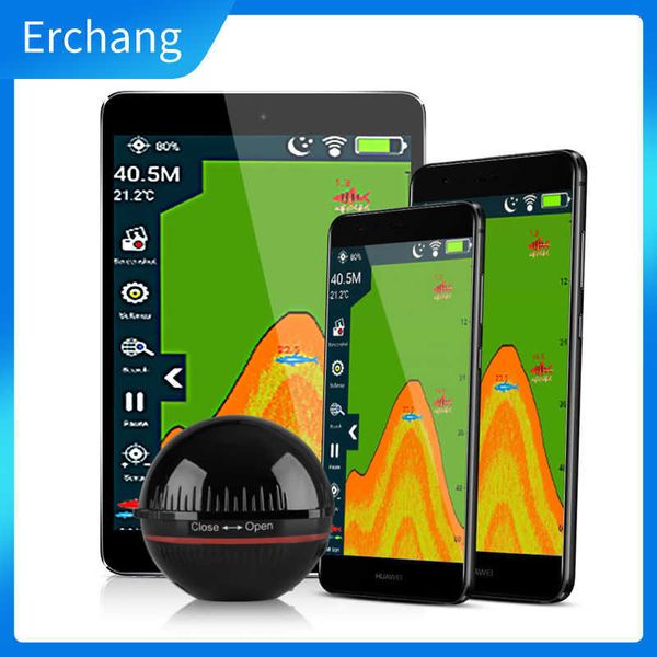 Détecteur de poisson Erchang XA02 Détecteur de poisson sans fil Écho-sondeur de profondeur portable Détecteur de 48 m / 160 pieds Sonar Alarme Transducteur Sondeur IOS Android HKD230703