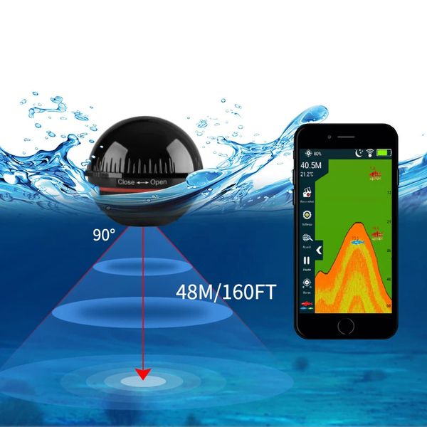 Détecteur de poisson Erchang XA02 Sonar sans fil pour la pêche 48 m/160ft profondeur d'eau écho-sondeur détecteur de pêche Portable sondeur 231016