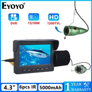 Fish Finder Eyoyo 15M / 30M 1200TVL Fish Finder Underwater Ice Fishing Camera 6pcs IR LED Night Vision 4.3