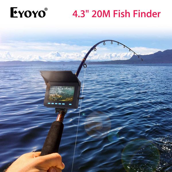 Fish Finder Eyoyo 4.3 pulgadas Cámara de pesca de visión de visión nocturna bajo agua 1000TVL 20M Cable 8 LED Visual Fish Finder Pesca Fishing HKD230703