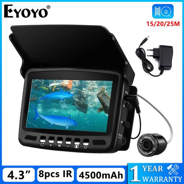 Fish Finder Eyoyo Kit de caméra de pêche vidéo 4,3 pouces IPS LCD Monitor 1000TVL Fish Finder pour l'hiver Sous-marine Pêche sur glace Rétroéclairage ON / OFF HKD230703