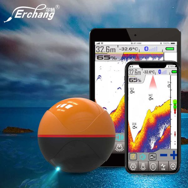 Détecteur de poisson Sonar de détecteur de poisson pour la pêche sans fil pour smartphone Détecteur de pêche à double fréquence 125Khz / 330Khz Détecteur de poisson portable HKD230703