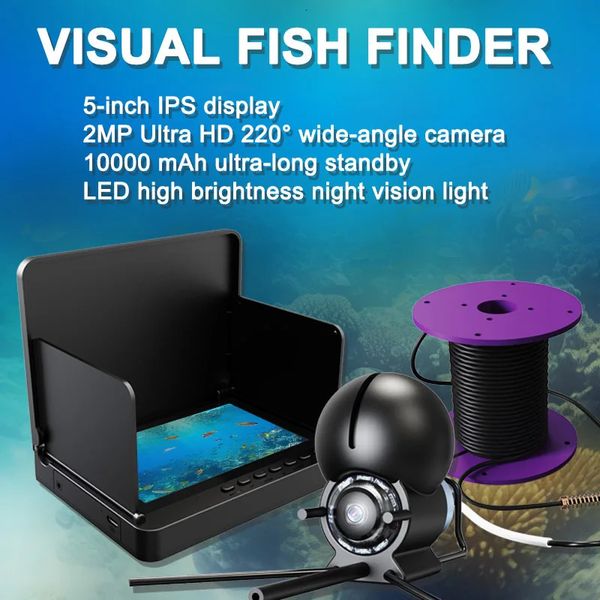 Fish Finder LCD de 5 pulgadas Pantalla bajo el agua 220 ° Cámara de pesca impermeable IP 1080p 16 horas Visión nocturna de resistencia 240422