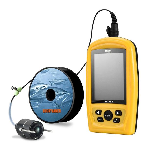 Buscador de peces Lucky Buscador de pesca submarina portátil 3308-8 Sistema CMD Sensor 3.5 pulgadas TFT RGB Monitor impermeable Fish Sea 20M HKD230703