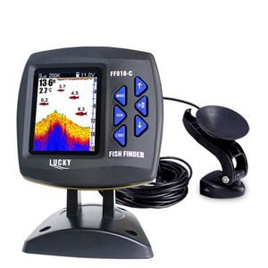 Fishfinder LUCKY Bedrade Fishfinder Kleurenscherm Dubbele frequentie 328ft/100m Waterdiepte Boot FF918-C100DS Fish Detector Finder Echolood HKD230703