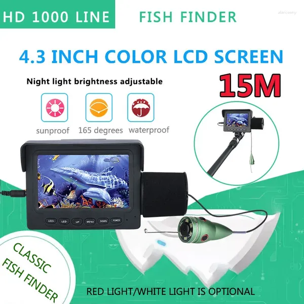 Cámara de pesca submarina para el buscador de pescado 15m/30m 1200TVL 4.3 pulgadas Monitor 6pcs 1W Visión nocturna LED para mar de hielo