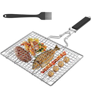 Visgrillmand Roestvrijstalen BBQ-grill Heerlijke groente Garnalennet Barbecuehulpmiddel met grote capaciteit 240223