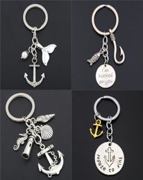 Cookchains de pêche à la pêche à la plage Poisson Fish Keyring Anchor Lighthouse Charmes Summer Bijoux Gift7115045