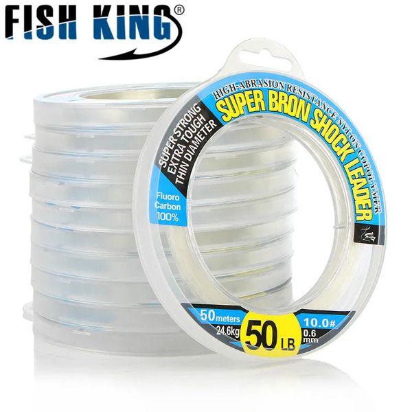 FISH KING 100 ligne de pêche en Fiber de carbone Leader 50 M 1050LB fort choc carpe mouche fil cordon japon 240313