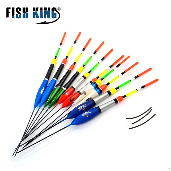 FISH KING 10 pièces/lot ensemble de flotteurs de pêche Flutuador mélange de tailles couleur pour bouée de pêche à la carpe flotteurs Boia Pesca Tackle240129