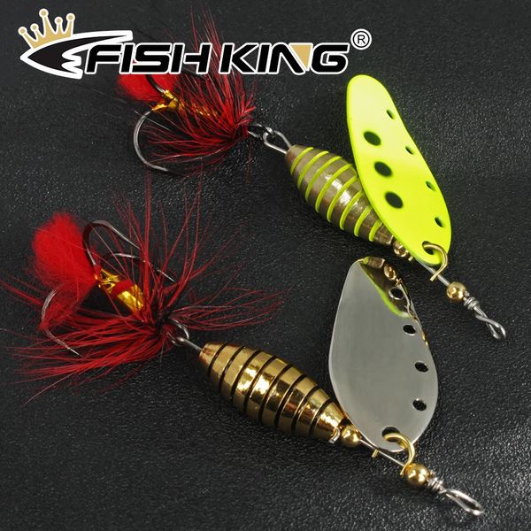 FISH KING pinner Señuelo 6g / 12g / 16g Spinnerbait con anzuelo triple de plumas Señuelo de cuchara de metal Señuelo de pesca duro Aparejos de pesca Cebo 240315