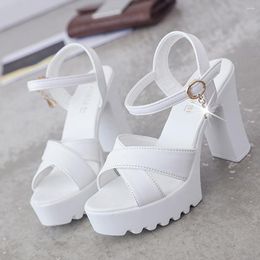 Vis mond Casual platform Sandalen Hoge hiel Wedges Elegante medium dames schoenen mode gesp helling zomer schoenen schoen fahion 364