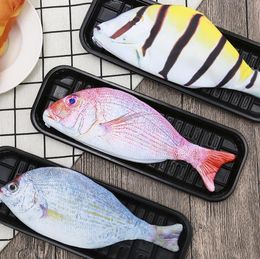 Vis Pen Tas Persoonlijkheid Imitatie Fish-Shape Potlood Case Creative Loth Potloden Tassen School Student Stationery Pen-Bag SN3451