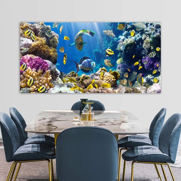 Carteles de vida de mar de pescado Carteles de pared de paredes submarinos Tropicales estampados de lienzo de paisaje decoración del hogar pintura decorativa moderna